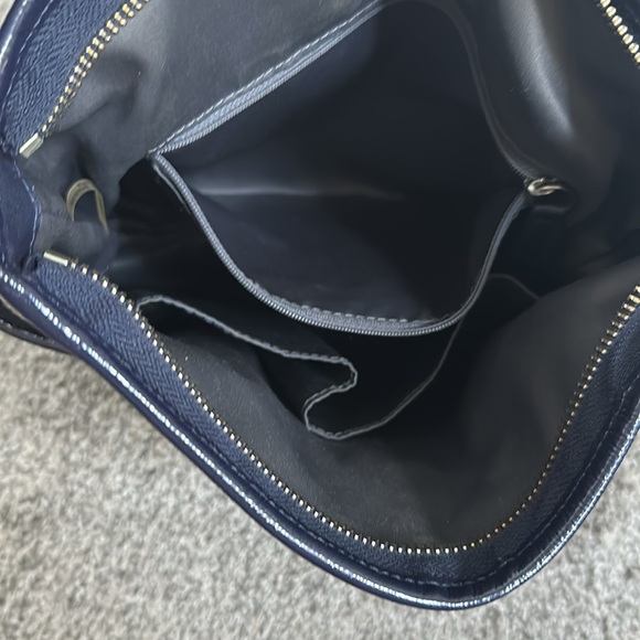 COACH PURSE NAVY W/SILVER MONOGRAM&HARDWARE OVER SHOULDER OR CROSSBODY AUTHENTIC - Picture 9 of 12